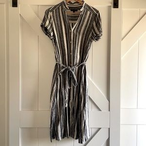 Banana Republic Black and White Striped Midi Dress